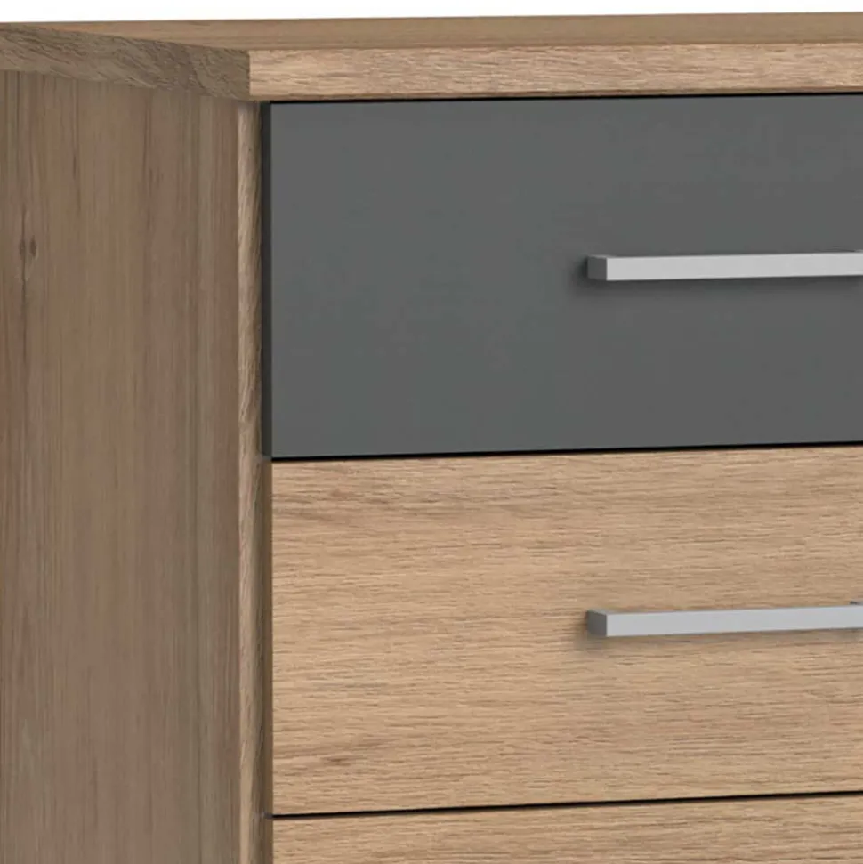 Nachttisch in Eiche NB & Dunkelgrau - Leviza