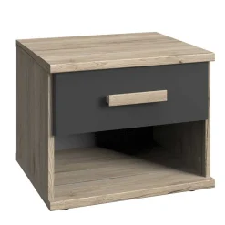 Nachttisch in Eiche San Remo & Dunkelgrau - Jilamenda