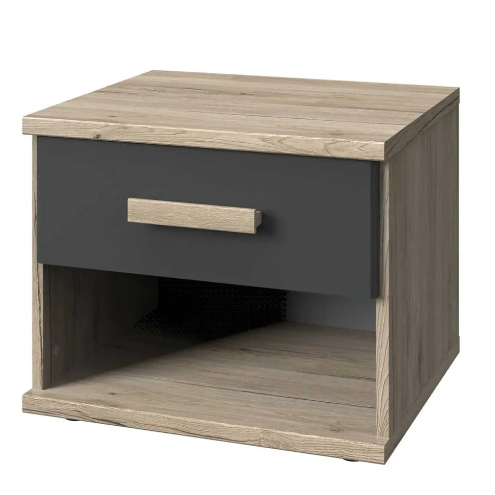 Nachttisch in Eiche San Remo & Dunkelgrau - Jilamenda
