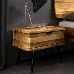 Nachttisch mit Schublade aus Wildeiche - Casarius