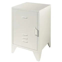 Nachttisch mit Tür in Weiß aus Metall - Mavus
