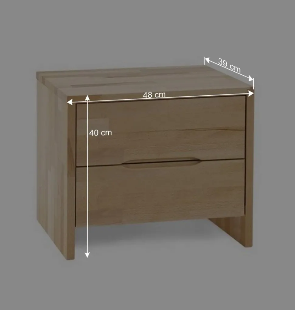 Nachttisch mit zwei Schubladen Devenia Kernbuche massiv