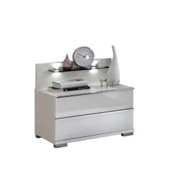 Nachttischkommode Donpiave in Weiß Glas beschichtet