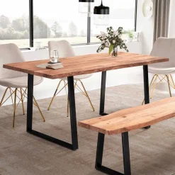 Naturkanten-Tisch mit Trapezbeinen - Captain