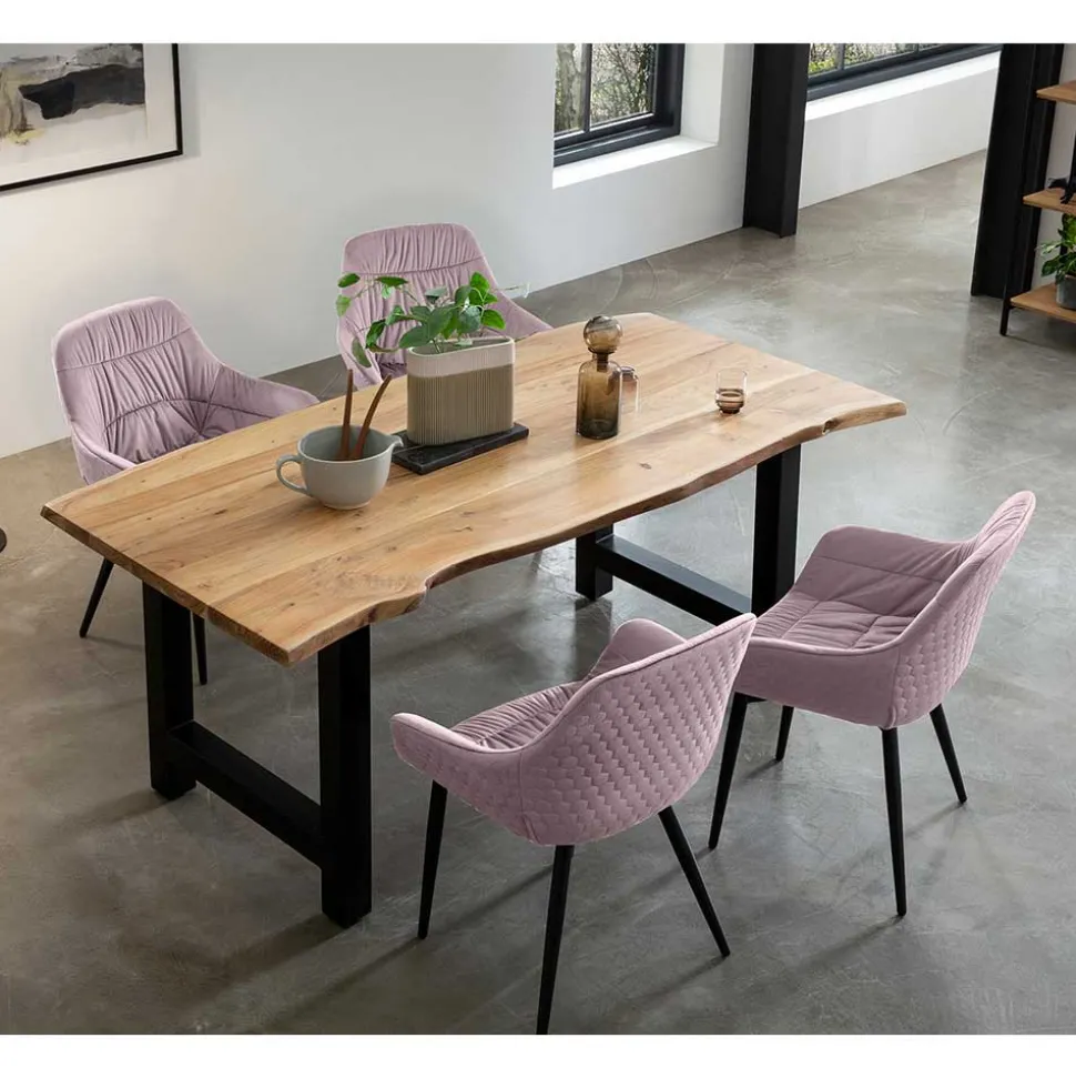 Naturkantentisch und Armlehnenstühle - Norian (fünfteilig)