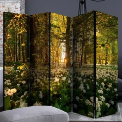 Naturmotiv Paravent Wald Bäume & Bärlauch - Sybila III