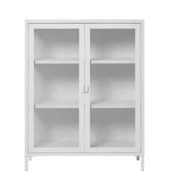 Niedrige Vitrine aus Stahl in Weiß - Sancrez