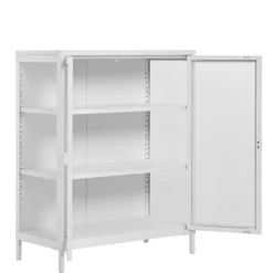 Niedrige Vitrine aus Stahl in Weiß - Sancrez