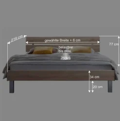 Niedriges Bett Hamburg in Eiche Sonoma Dekor