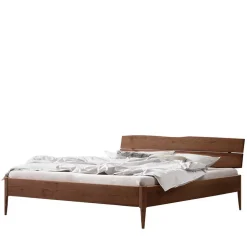 Nussbaum Holzbett mit Baumkante Kopfteil - Elegatos