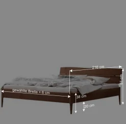 Nussbaum Holzbett mit Baumkante Kopfteil - Elegatos