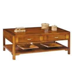 Nussbaumfarbener Couchtisch Mugello mit 2 Schubladen