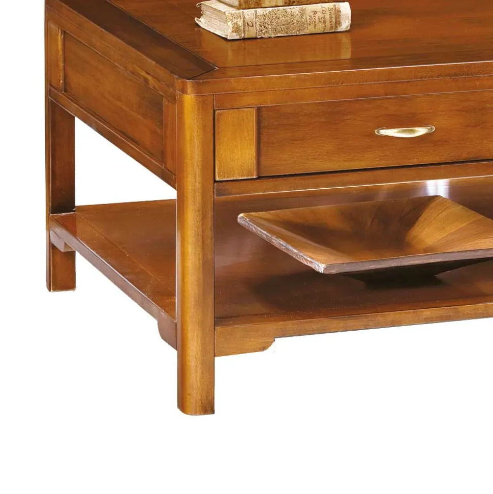 Nussbaumfarbener Couchtisch Mugello mit 2 Schubladen