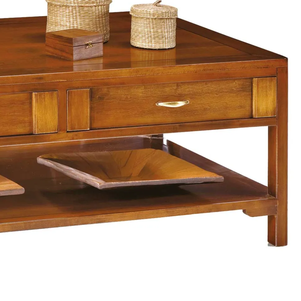 Nussbaumfarbener Couchtisch Mugello mit 2 Schubladen