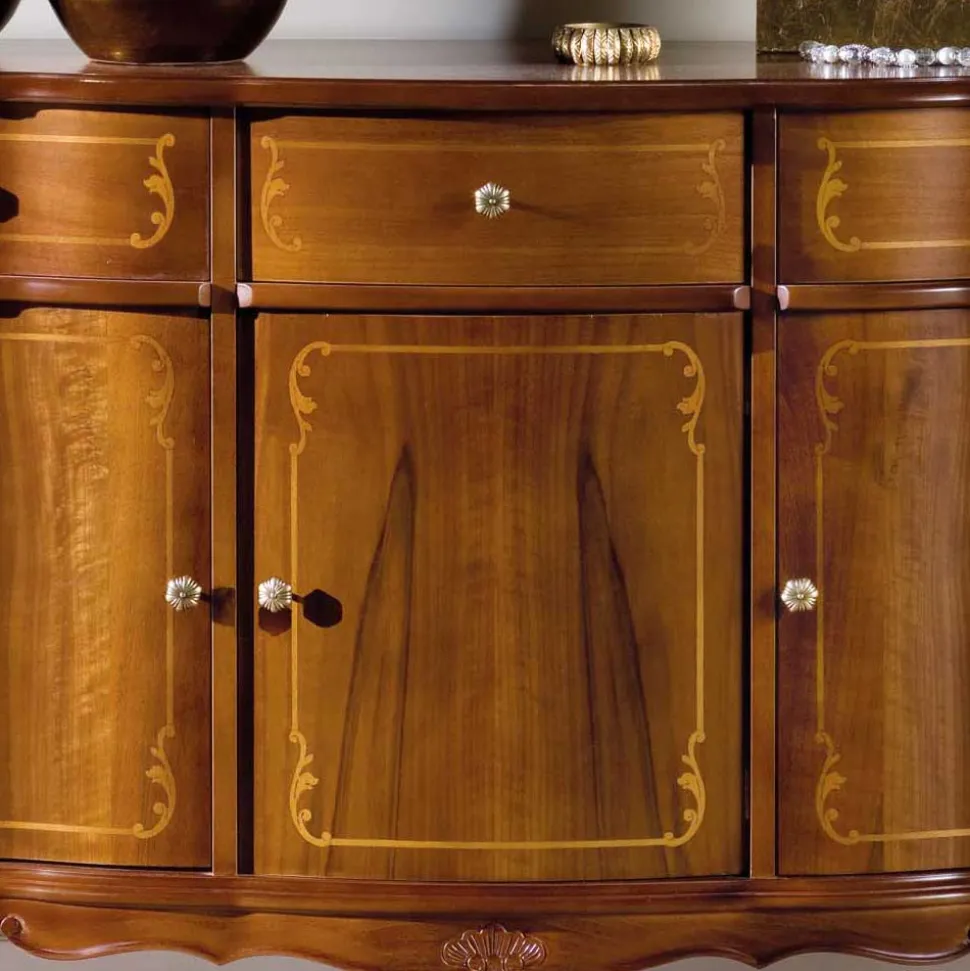 Nussbaumfarbenes Sideboard Dentro im Barock Design