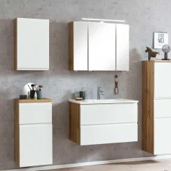 Oberer Badezimmerschrank in Weiß & Wildeiche - Eight