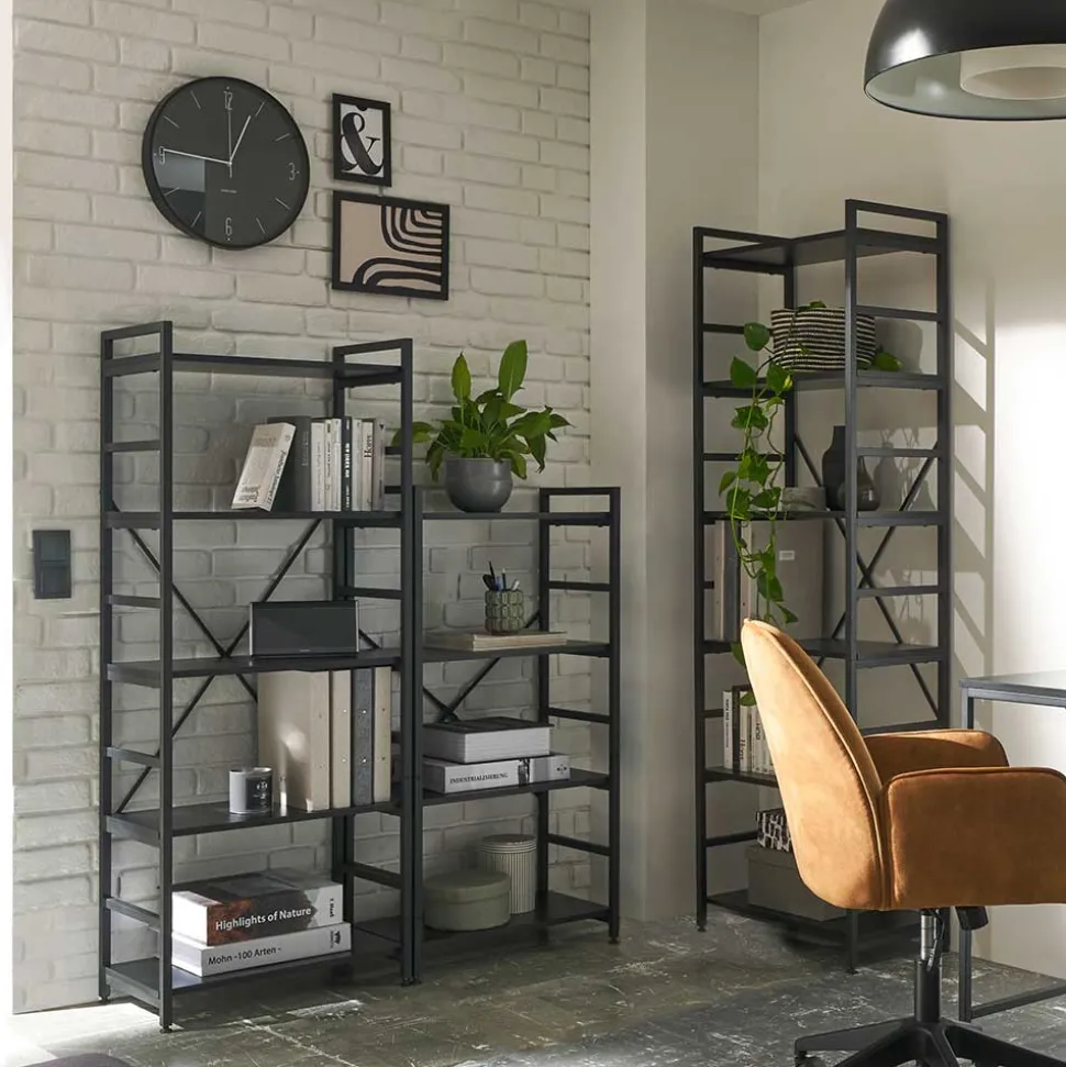 Offenes Industrial Style Regal in Schwarz - Keuna