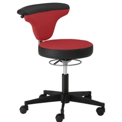 Office Hocker mit Lehne in Rot Schwarz - Winter