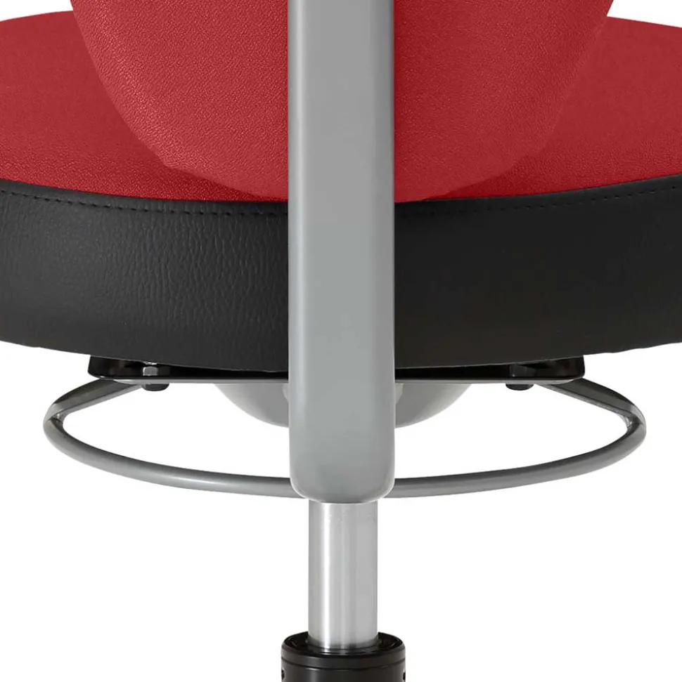 Office Hocker mit Lehne in Rot Schwarz - Winter