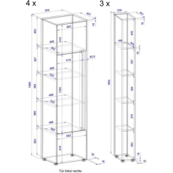 Office Schrank- und Regalwand Set - Nonessia (siebenteilig)