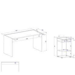 Office Schreibtisch & Regal - Ahilav (zweiteilig)
