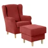 Ohrenbackensessel aus Velours in Terracotta - Zadella