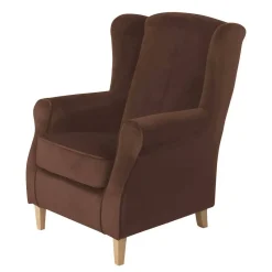 Ohrenbackensessel in Braun und Buche Natur - Revelinda