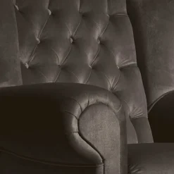 Ohrenbackensessel in Braun Samtvelours - Farella