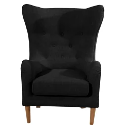 Ohrenbackensessel in Schwarz Stoffbezug - Grazy