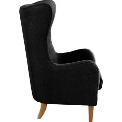 Ohrenbackensessel in Schwarz Stoffbezug - Grazy