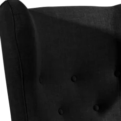 Ohrenbackensessel in Schwarz Stoffbezug - Grazy