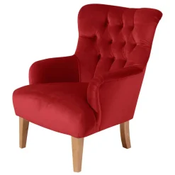 Ohrenbackensessel in Ziegelrot und Buche Natur - Tobblino