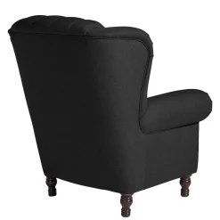 Ohrenbackensessel mit Federkern in Schwarz - Jon