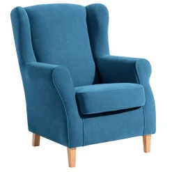 Ohrensessel aus Velours in Petrol - Edna
