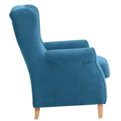 Ohrensessel aus Velours in Petrol - Edna