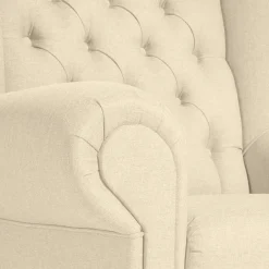 Ohrensessel in Beige und Nussbaum - Fakt