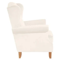 Ohrensessel in Cremefarben Samtvelours - Leviada