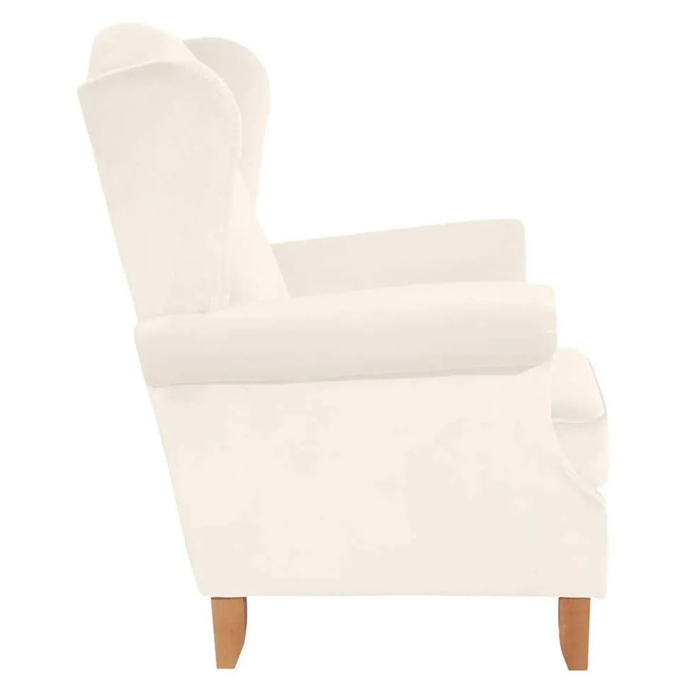 Ohrensessel in Cremefarben Samtvelours - Leviada