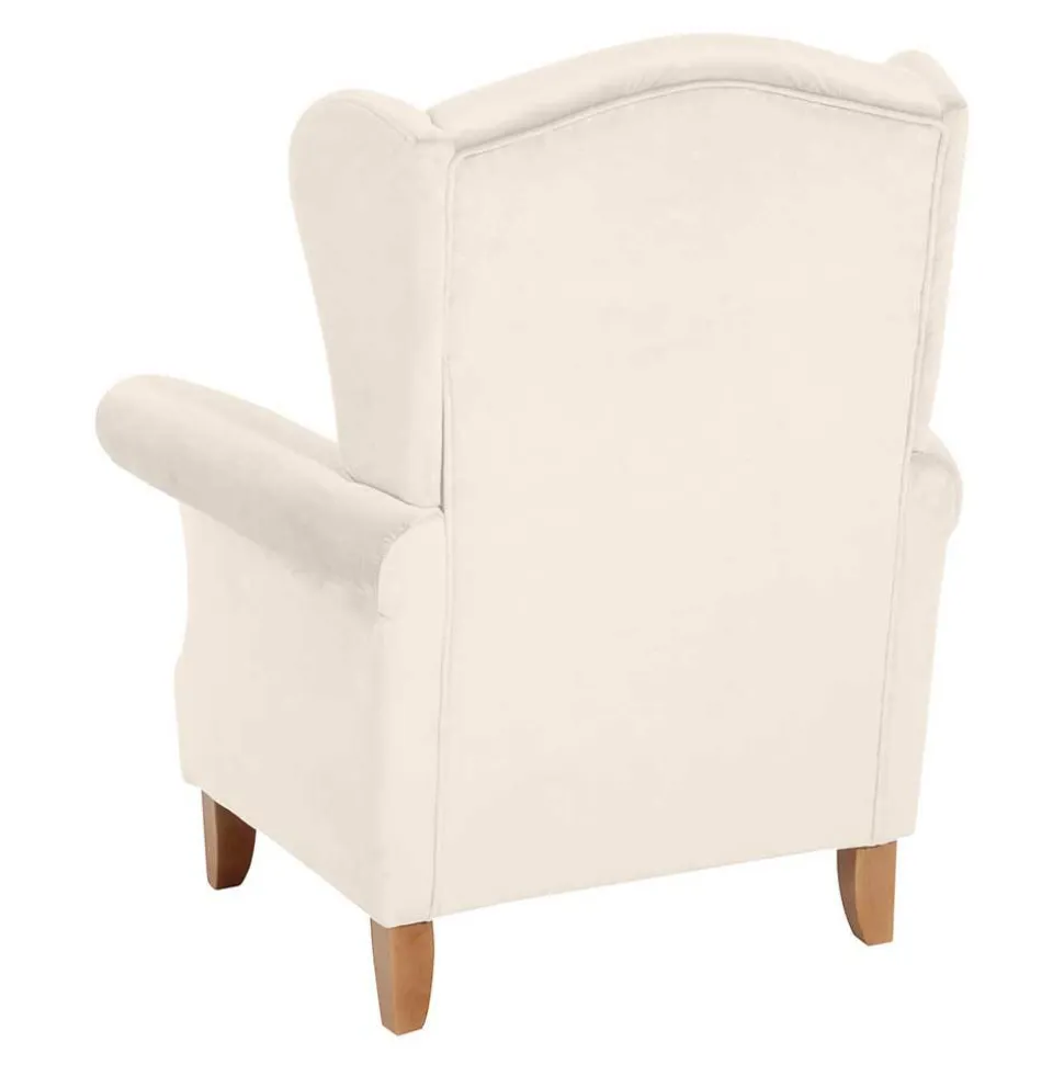Ohrensessel in Cremefarben Samtvelours - Leviada