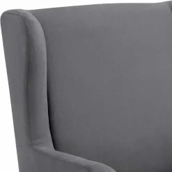 Ohrensessel mit Hocker in Grau - Odilla (zweiteilig)