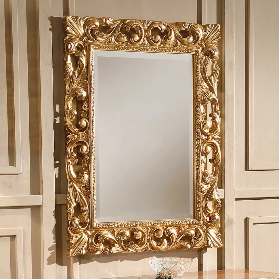 Oppulenter Wandspiegel in Gold Holzrahmen - Carlenna I