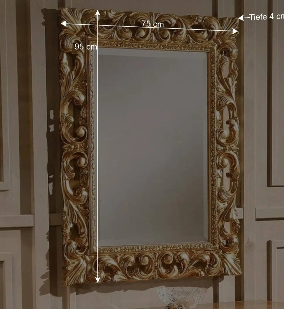 Oppulenter Wandspiegel in Gold Holzrahmen - Carlenna I