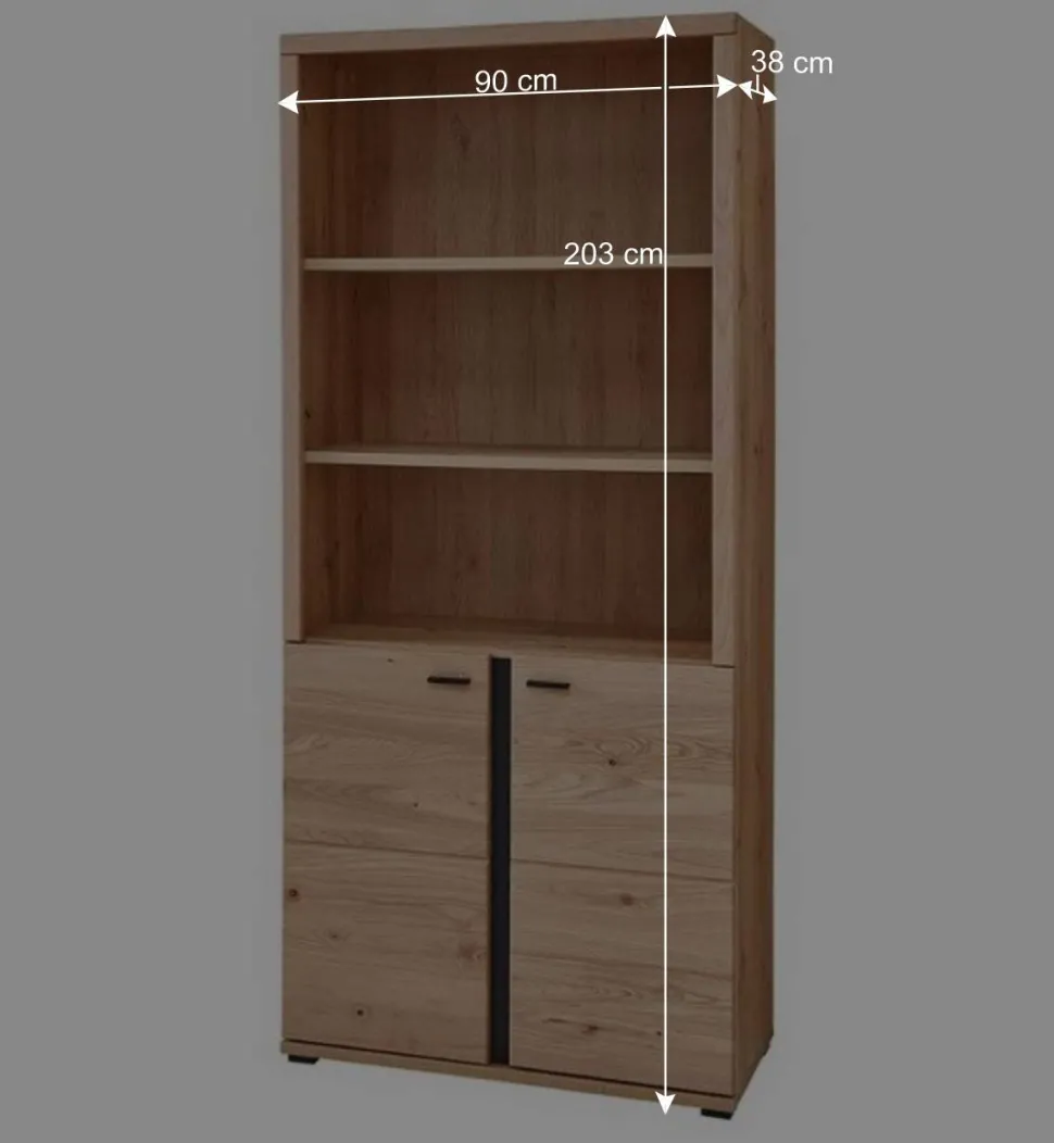 Ordnerregal mit drei Fächern und zwei Türen - Emly