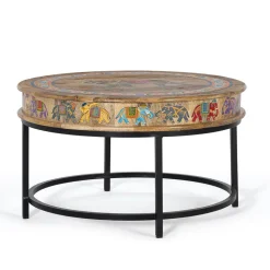 Orient Style Couchtisch mit Elefanten farbenfroh bemalt - Tabacho