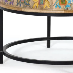 Orient Style Couchtisch mit Elefanten farbenfroh bemalt - Tabacho