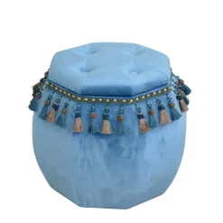 Orientalischer Hocker mit Troddeln achteckig - Agrebo