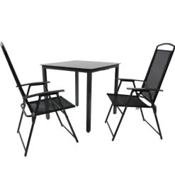 Outdoor Essgruppe mit zwei Klappstühlen - Saridio (dreiteilig)