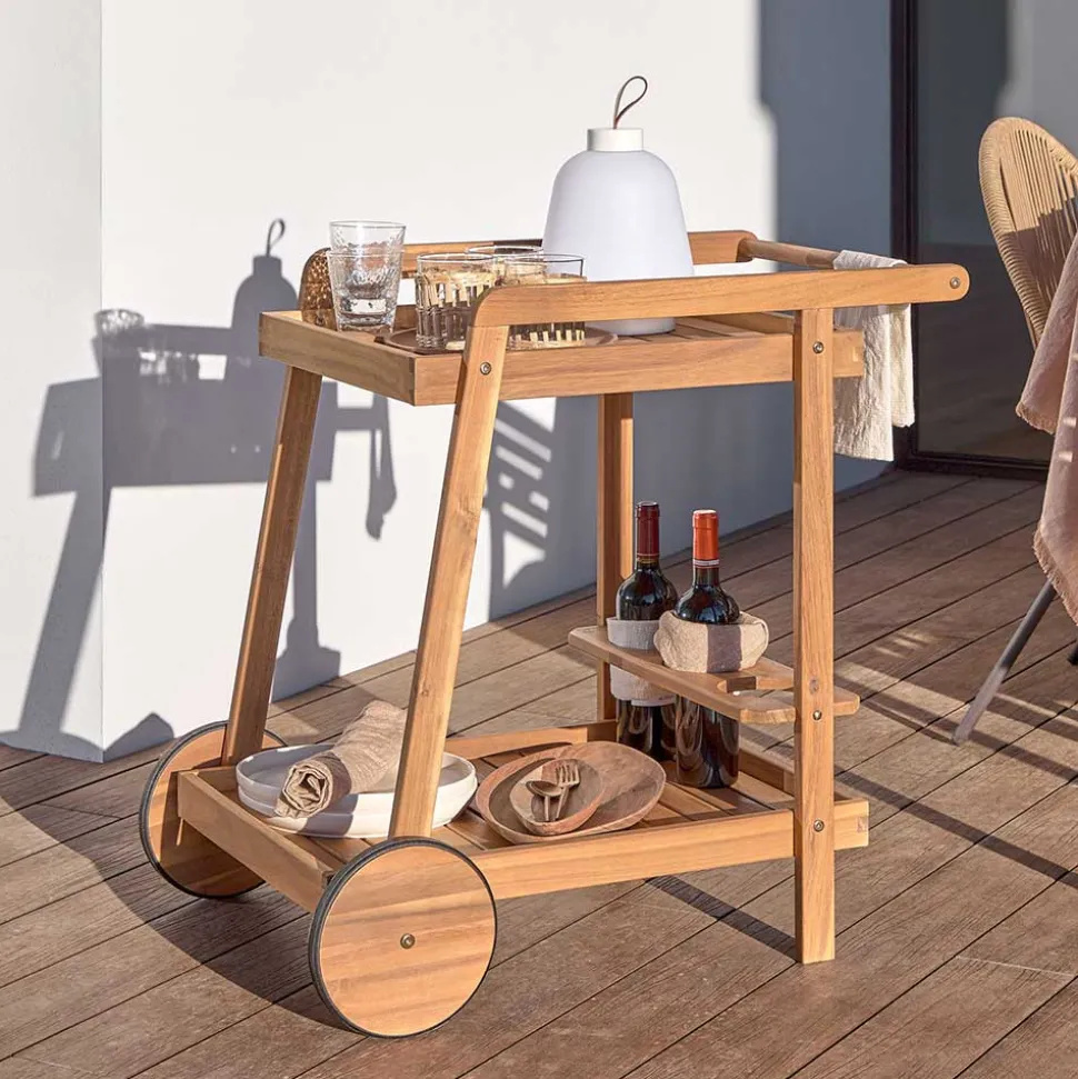 Outdoor Servierwagen aus Akazie Massivholz - Rondja