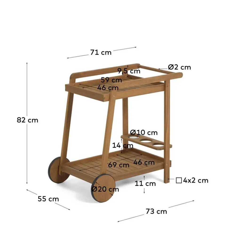 Outdoor Servierwagen aus Akazie Massivholz - Rondja