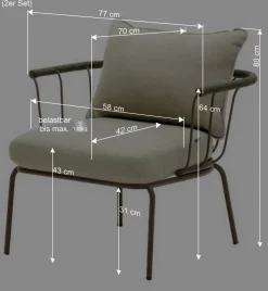 Outdoor Sessel aus braunem Metall - Ragusca (2er Set)
